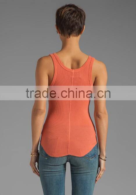 Silk Rib Baseball Coral Tank