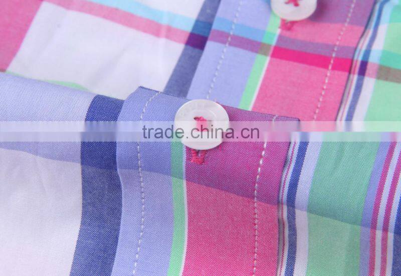 2017 latest fashion plaid long sleeve button-down collar casual shirt for men