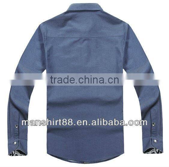 2016 European American Slim fit style 100%Cotton Denim dress Shirt for men