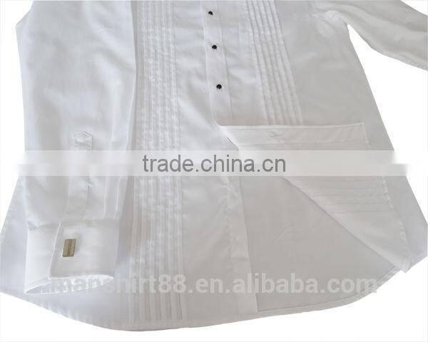 custom design front pleats tuxedo shirt