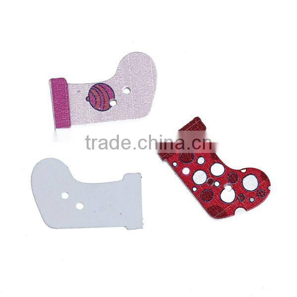 Wood Sewing Buttons Scrapbooking 2 Holes Christmas Stocking At Random