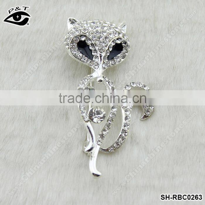 Fox Design Rhinestone brooch Crystal pins wholesale brooches for wedding invitation cards