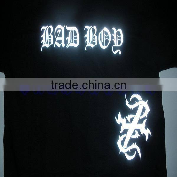 EN471 custom non-stretch rainbow reflective vinyl logo heat press on polyester shirts