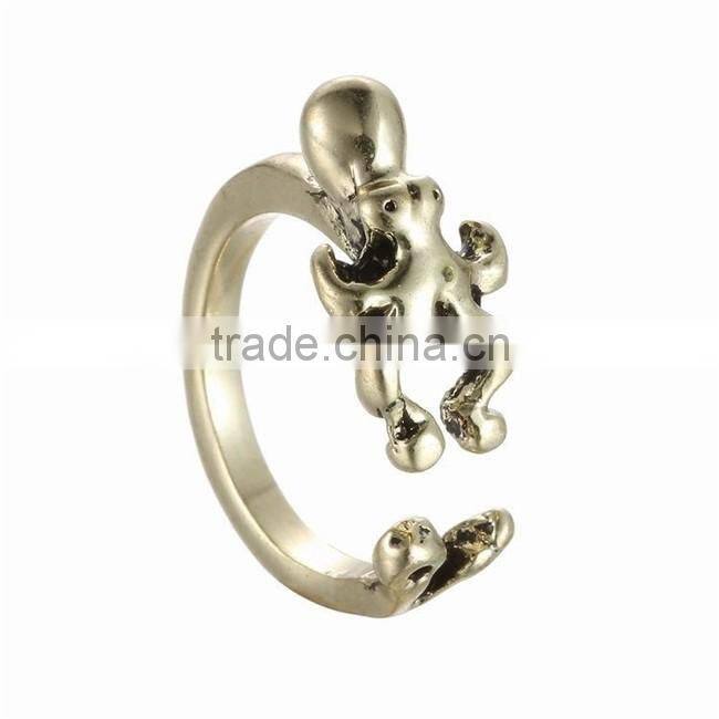 Silver Bronze Plated Octopus Knuckle Ring Animal Open Mouth Unisex Rings