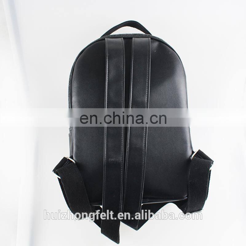 Custom fashion laptop felt backpack with leather shoulder strap