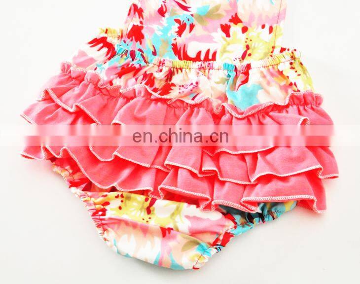 Boutique Infant Girl Flower Bodysuit Cute Floral Newborn Baby Ruffle Romper