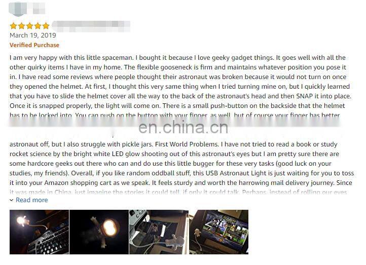 Giftwhole Mini USB Flexible Spaceman Astronaut Night LED Light Bulb for Laptop PC Reading