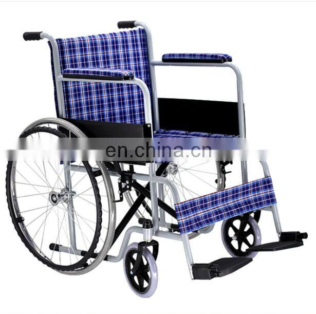 Custom disabled elderly manual push wheelchair folding convenient electroplating manual transport wheelchair