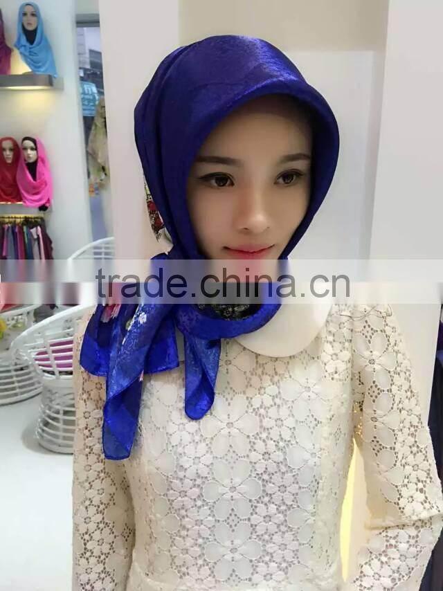 new style satin silk muslem square scarf