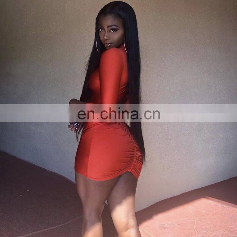 2020 in stock Winter Casual Sexy Long sleeve turtle neck Bodycon Women Short Party Mini Dress Women's Night Club