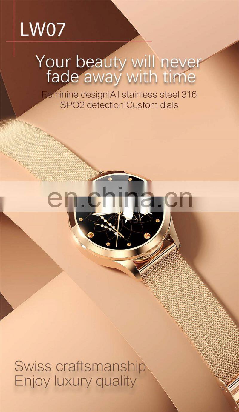LW07 Round Touch Smartwatch Stainless Steel IP68 Waterproof Health smart watch phone for Women