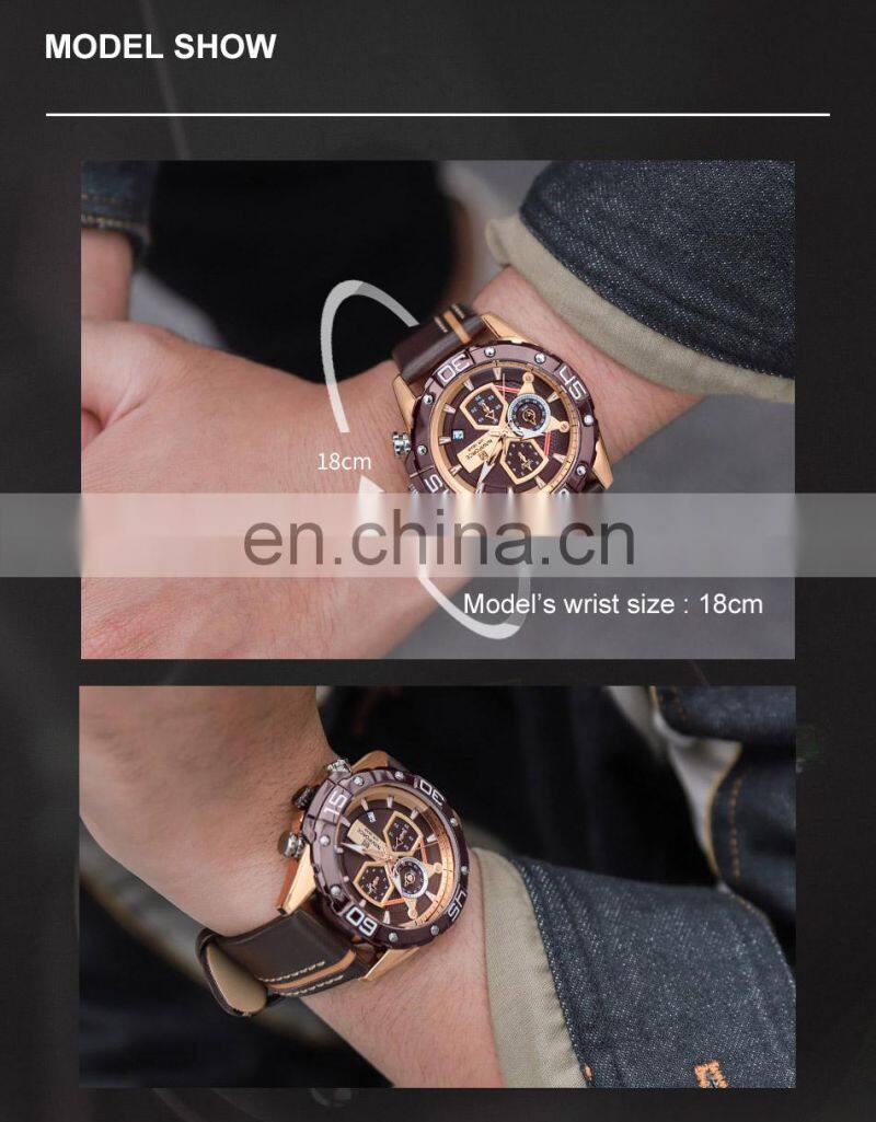 NAVIFORCE NF8018 Luxury Quartz Watches Mens Fashion Casual Leather Strap WristWatch Military Sport Waterproof Analog Clock