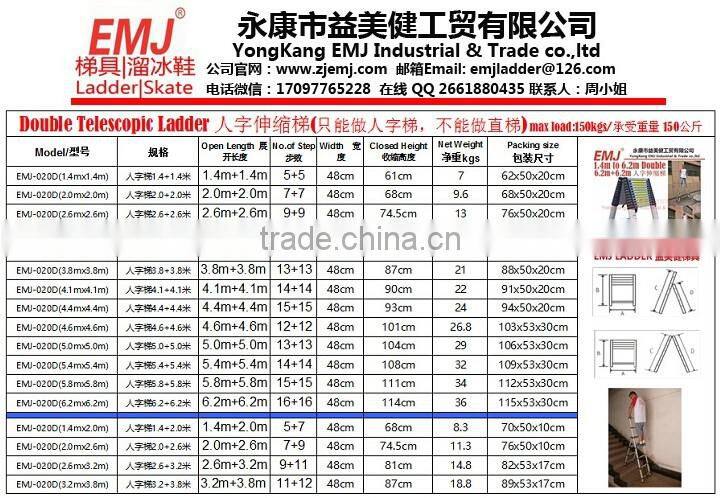 1.4m+2.0m Double Telescopic Ladder