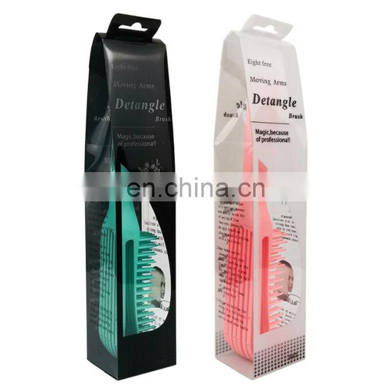 Customized Women Colorful Detangling Plastic Soft Bristle Salon Hair Detangler Brush Comb for Curly Hair