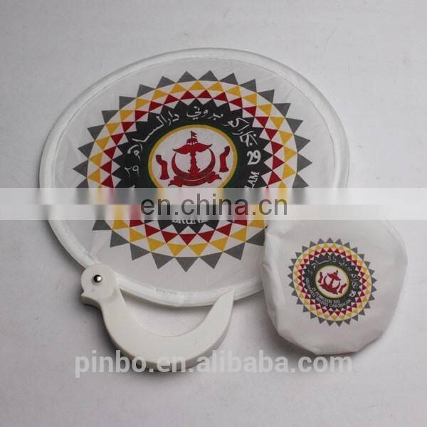 Round Hand Fans Wholesale Mini Nylon Foldable Plastic Hand Fan with White Side