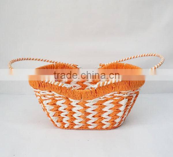 handmade colorful paper rope gift basket with handle