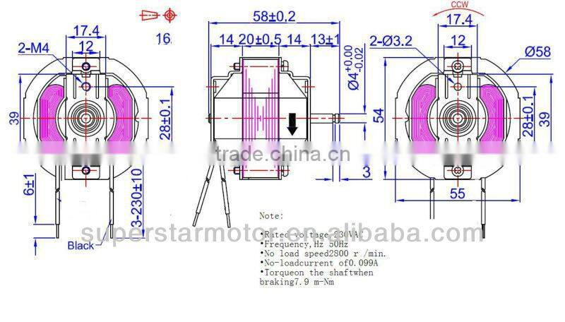 58 series exhaust fan motor