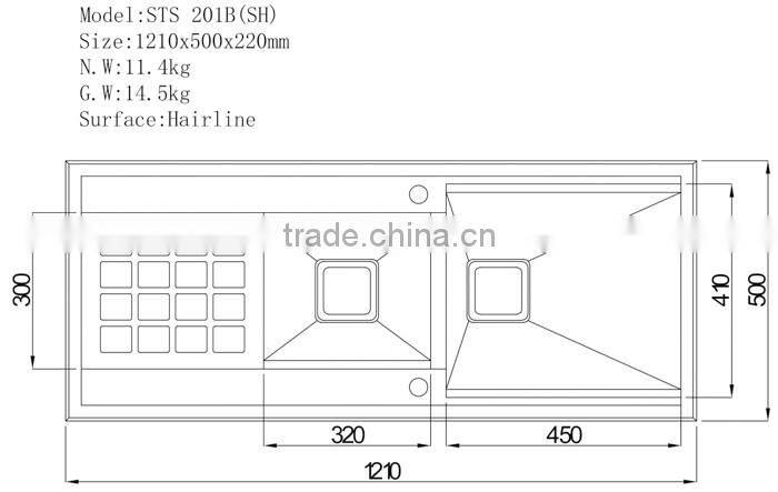 Elegant Top Quality Special Design Handmade Square Kitchen Sink