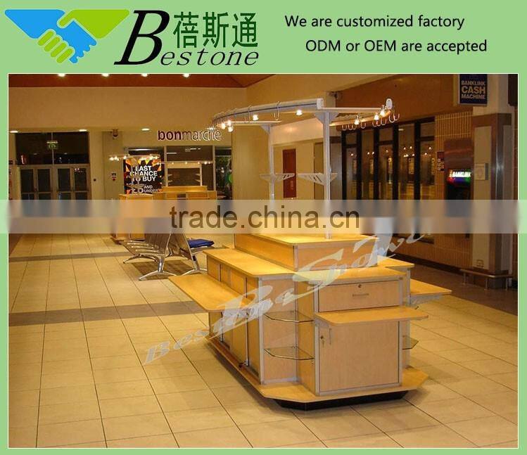 Mall custom retail shopping kiosk or rmu, cosmetic value fashion shop furniture