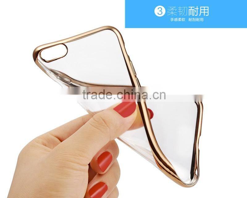 0.6MM Anti-Scratch Newest Transparent TPU Back Cover With Soft Electroplate Phone Case TPU Mobile Case for iphone 6