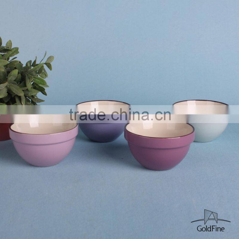 2015 color glaze double soup bowl without handle