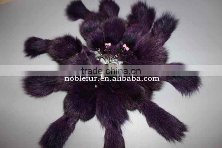 New Arrival White Small Fox Fur Keychain For Mobile Natural Real Fox Fur