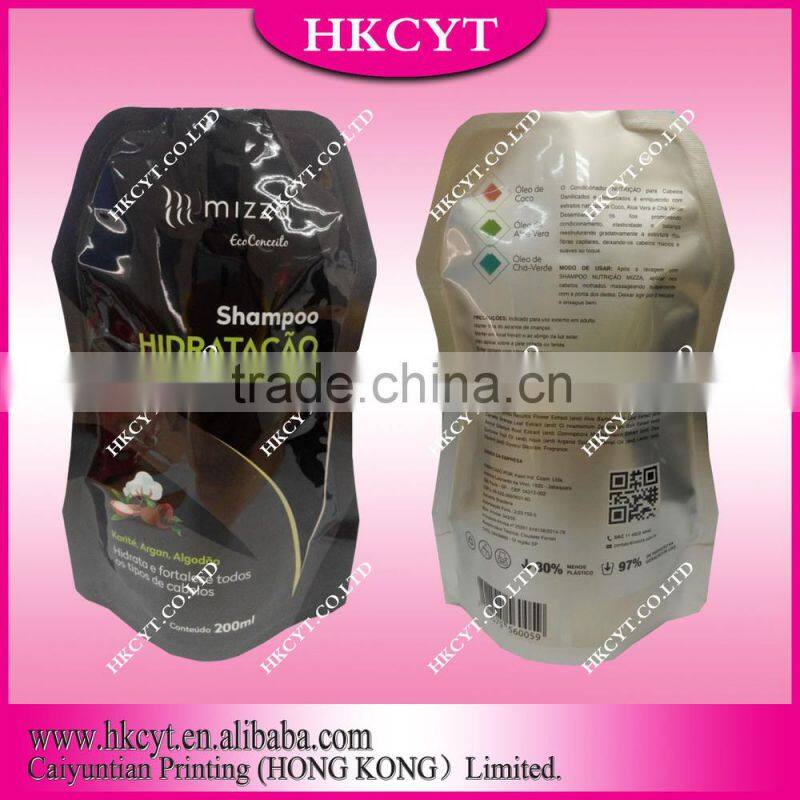 Liquid stand up plastic pouch/aluminum foil free shaped package bag