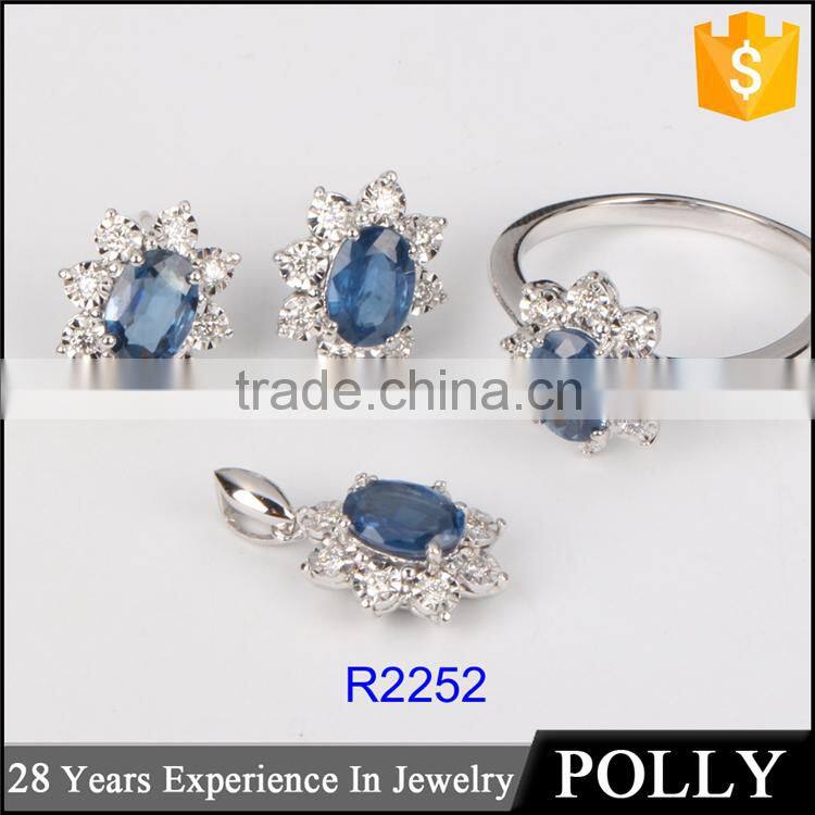 Wholesale latest18k gold engagement ring for girls design gemstone women jewelry set