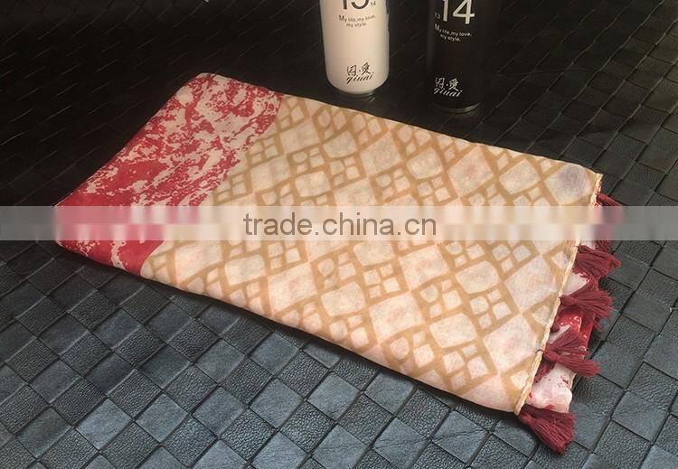 Ink Painting Print Design Large Long Cotton Pashmina Scarf Women Hijab