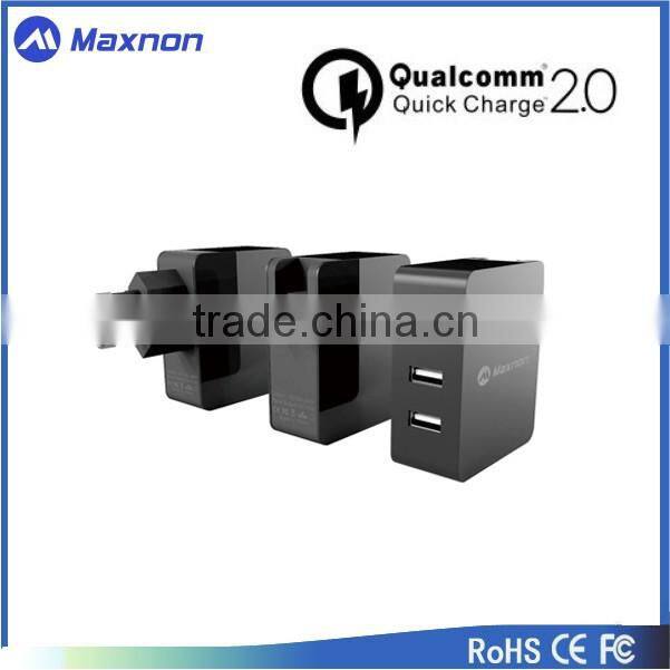 2016 qualcomm certified quick charge 2.0 wall charger 3 usb ports 5v 4.5a for mobile devices
