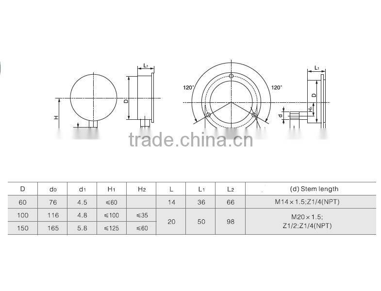 All stainless Oil filled pressure gauge
