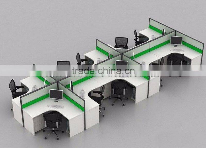 Modern Cheap Cuved Cubicles Office U Shape Workstation 3 Seats Staff Table (SZ-WS359)
