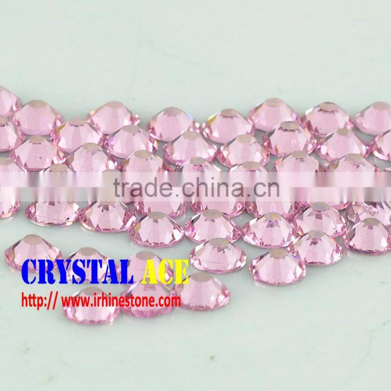 high quality Pink non hotfix beads, flat siver back
