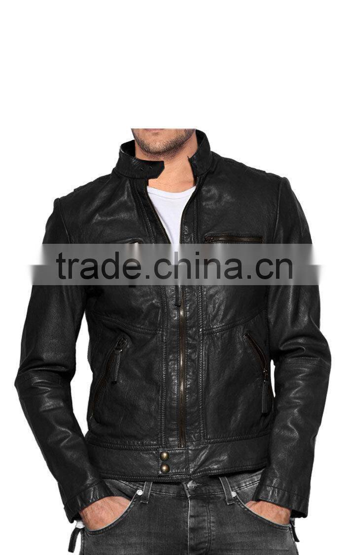 CLASSIC AND SUAVE LEATHER BIKER JACKET FOR MEN