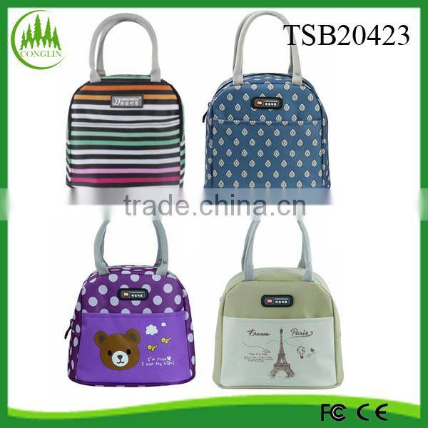 New Product 2015 Wholeslae in Yiwu Tote Camp Cooler Bag Canvas Cute Animal Lunch Bag