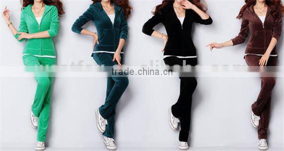 2015 Hot Sale Fashion Women Spring Autumn Velvet Yoga Hoodie Sports Suit Leisure Sportswear Hoodie+Pants