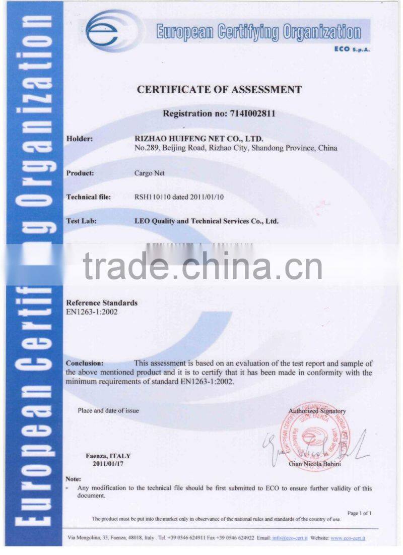 PP cargo Nets for vehicle trailer