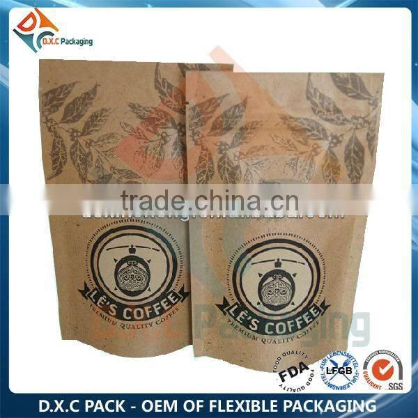 Eco Friendly Zip Lock Tear Notch Brown Paper Food Packaging