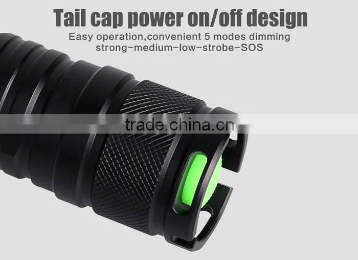 zoom torch 26650 battery high power rechargeable LED flashlight xm-l t6 torch USB charger tactical flashlight focus light torch