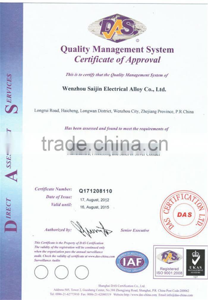 Pure Silver Contacts for Contactor Parts