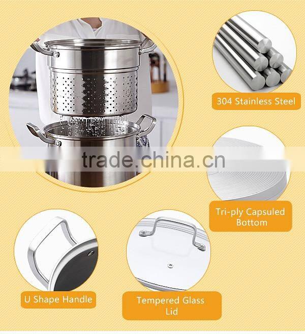 Induction Cooking Kitchenware Stainless Steel Pasta Cooker Steamer