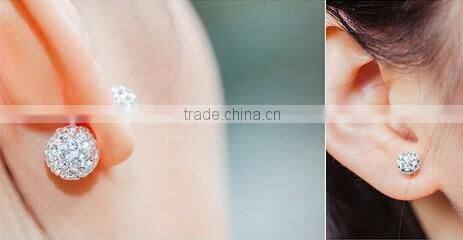 >< BEST SELLING Rhinestone Stud Earrings crystal Double Ball earring/
