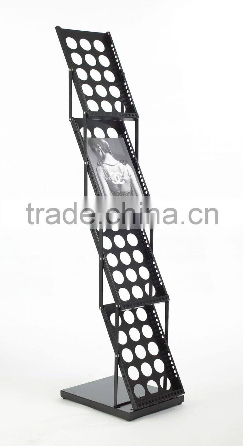 4 tier black color folding office library bookshelf