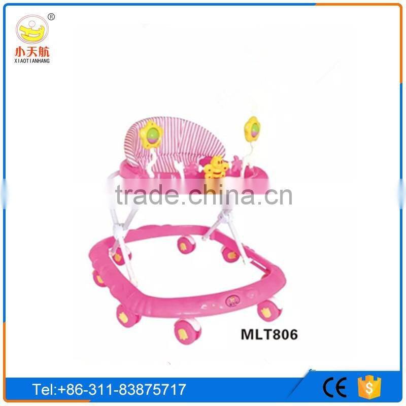 cheap simple 8 swivel round wheels baby walker with music and toys