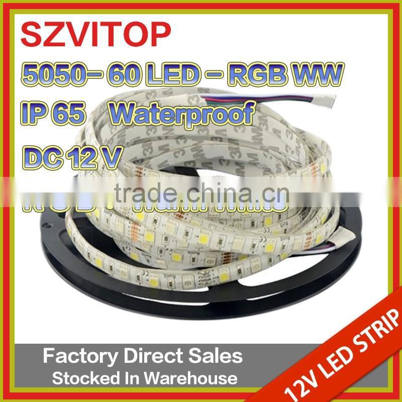 SV DC12V Super Bright LED RGBWW Strip Lights 5050 12V 5M 300LEDs Ribbon Lamp WATERPROOF