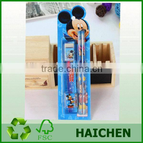 kids stationery set with eraser/pencil in blister card
