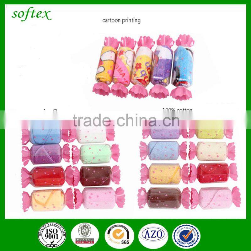 cute candy shape wedding gift towel with print