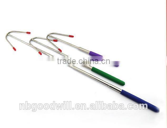 Large U type barbecue fork , rubber non slip handle stainless steel telescopic barbecue fork outdoor barbecue