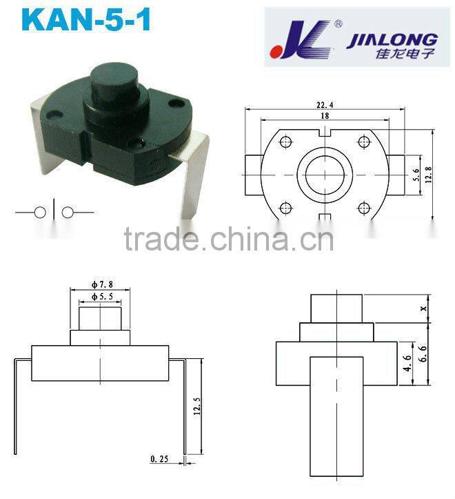 flashlight button switch 2P on-off push button switch