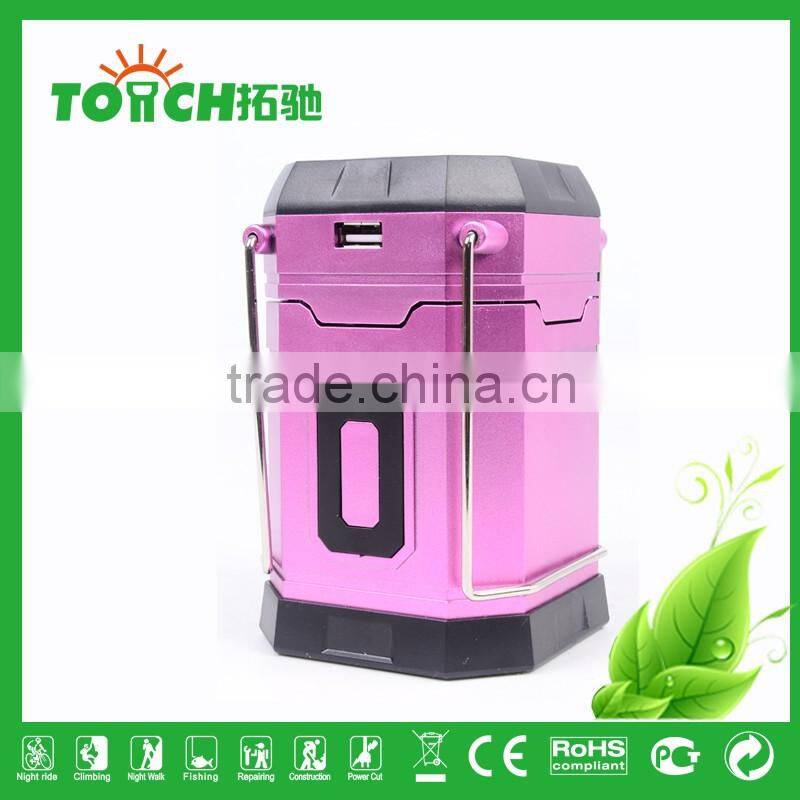 USA Hot Selling Rechargeable Camping Light Solar Charge Camp Lantern Lamp with Dry Battery USB Power Bank Charger